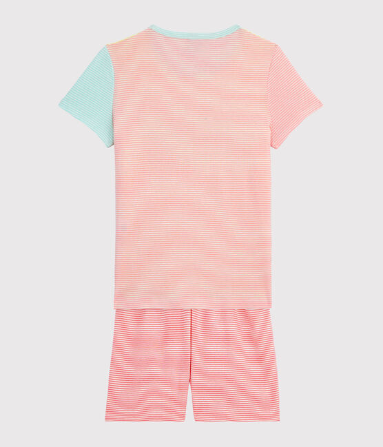 Girls' Ribbed Short Multicolour Striped Pyjamas SUNNY yellow/MULTICO white