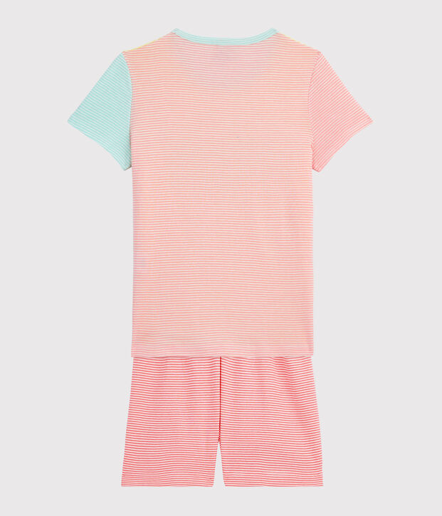 Girls' Ribbed Short Multicolour Striped Pyjamas yellow/multicolor