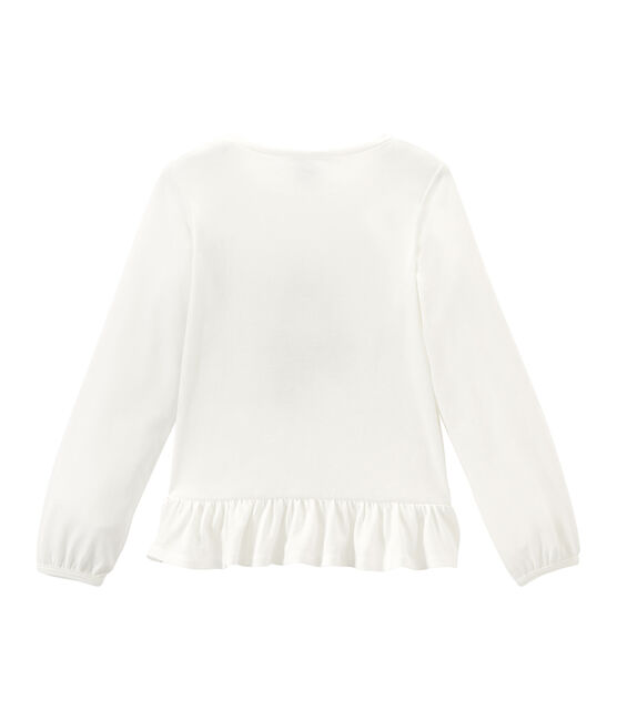 Girl's long sleeved screen print T•shirt MARSHMALLOW white