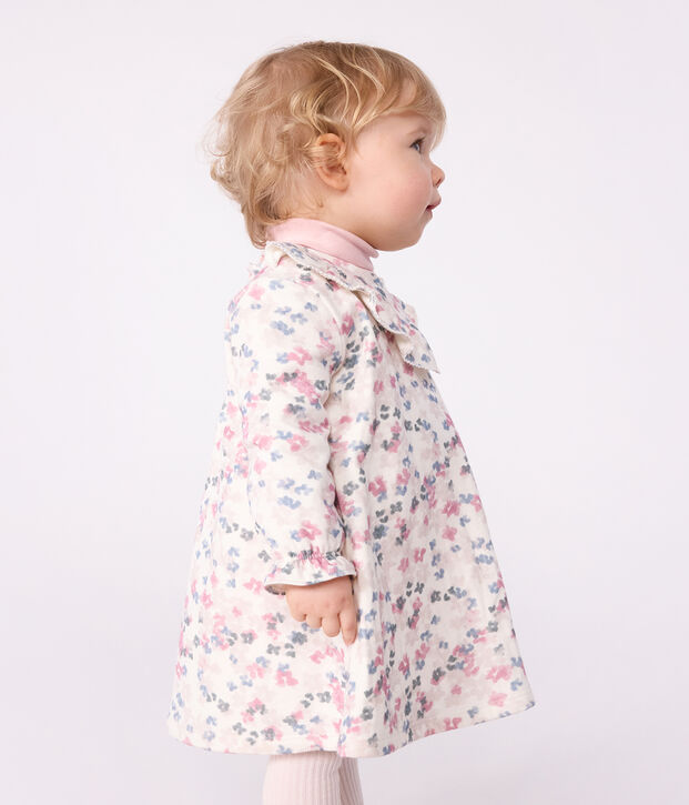 Babies' long sleeved floral-print cotton dress Ecru/multicolor