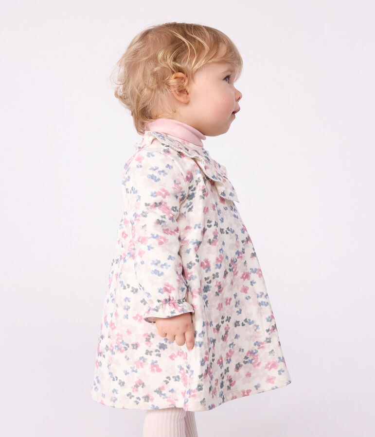 Babies' long sleeved floral-print cotton dress Ecru/multicolor