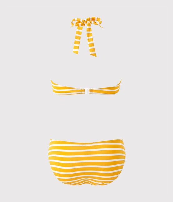 Women's striped two-piece swimsuit FUSION orange/MARSHMALLOW white