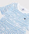 Boys' Snugfit Wave Print Cotton Short Pyjamas MARSHMALLOW white/COOL blue