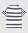 Babies' Short-Sleeved Striped Jersey Polo Shirt MARSHMALLOW white/SMOKING blue