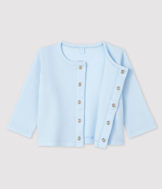 Babies' Organic Cotton 2x2 Rib Knit Cardigan FRAICHEUR blue