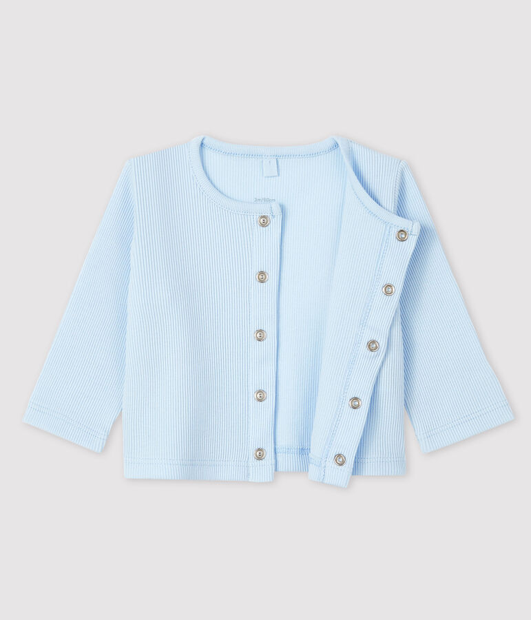 Babies' Organic Cotton 2x2 Rib Knit Cardigan blue