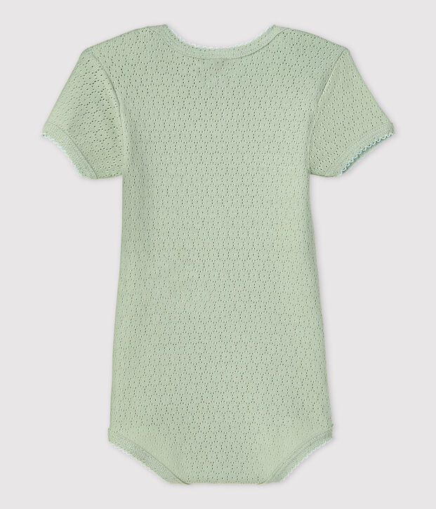 Babies' Short-Sleeved Openwork Bodysuit green