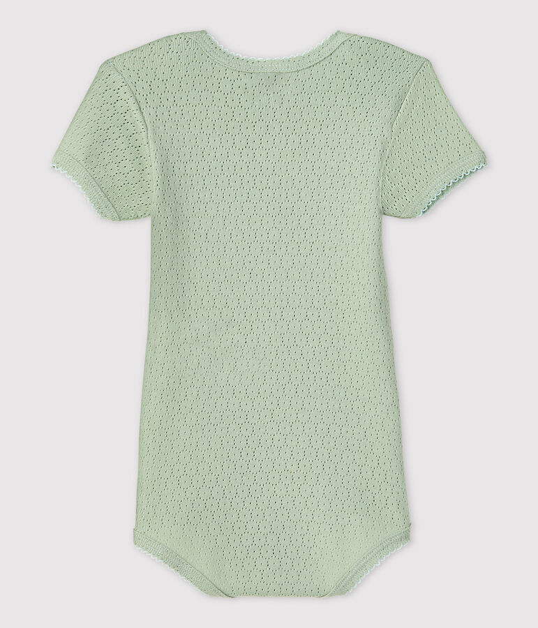 Babies' Short-Sleeved Openwork Bodysuit green