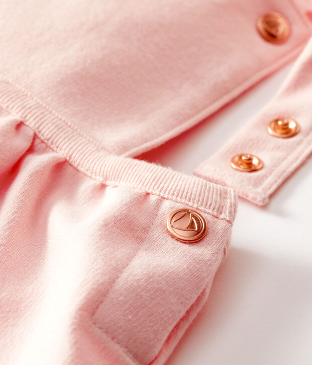 Baby Girls' Short Fleece Dungarees pink