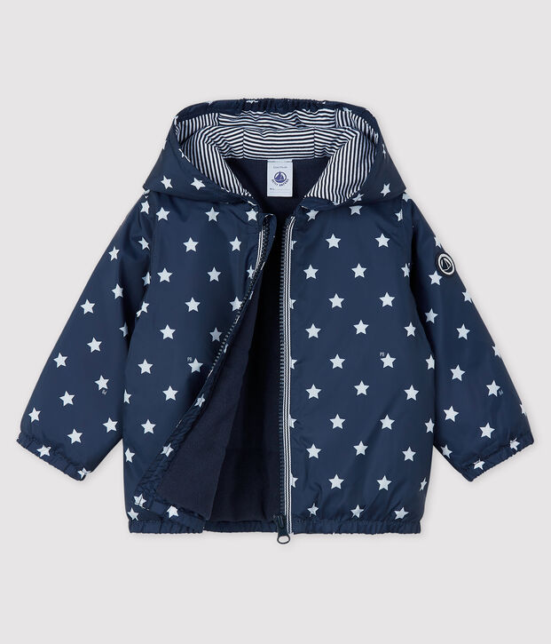 Unisex baby's blouse with print blue/white