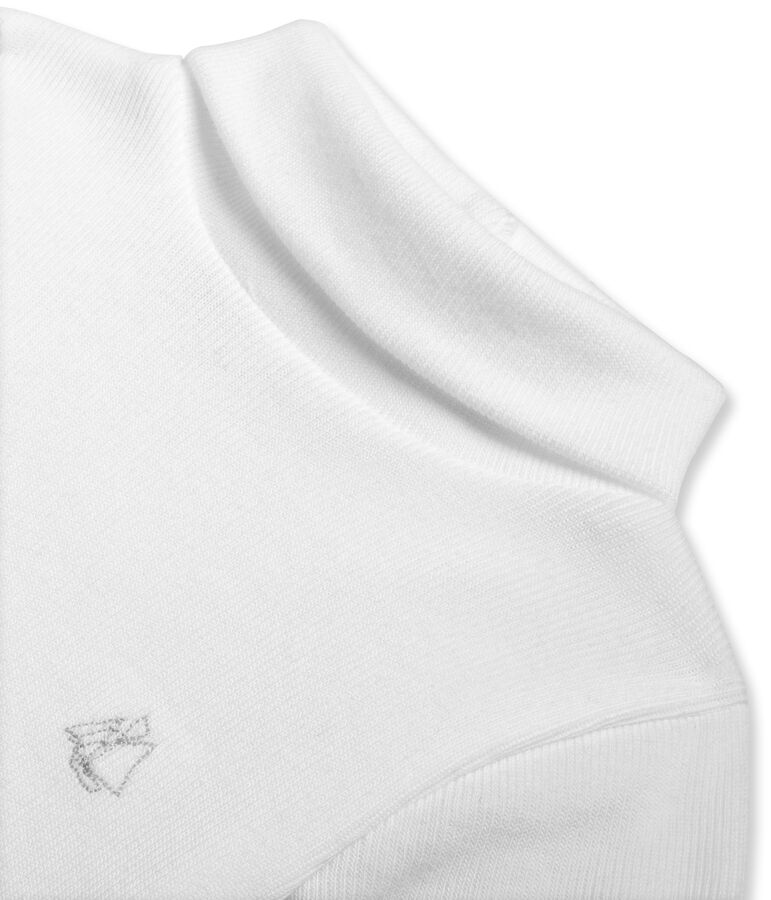 Unisex baby long-sleeved rollneck bodysuit in brushed cotton Ecume white