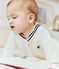 Babies' footless cotton pyjama suit with a sailor collar white