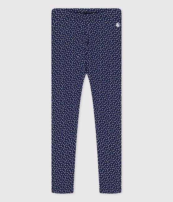 Girls' Elastane Jersey Leggings MEDIEVAL blue/MARSHMALLOW white