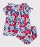 Babies' short-sleeved cotton dress and matching bloomers printed with hearts MARSHMALLOW white/MULTICO white