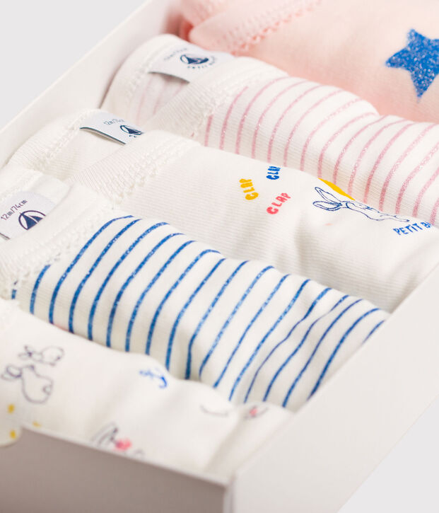 Baby girls' long-sleeved bodysuit - Set of 5 multicolor