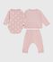 Babies' 2-piece velour gift set, the body printed with hearts JOLI pink