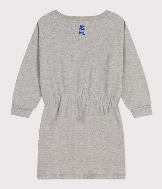 Girls' long-sleeved dress in brushed fleece. CHATON CHINE grey
