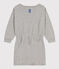 Girls' long-sleeved dress in brushed fleece. CHATON CHINE grey