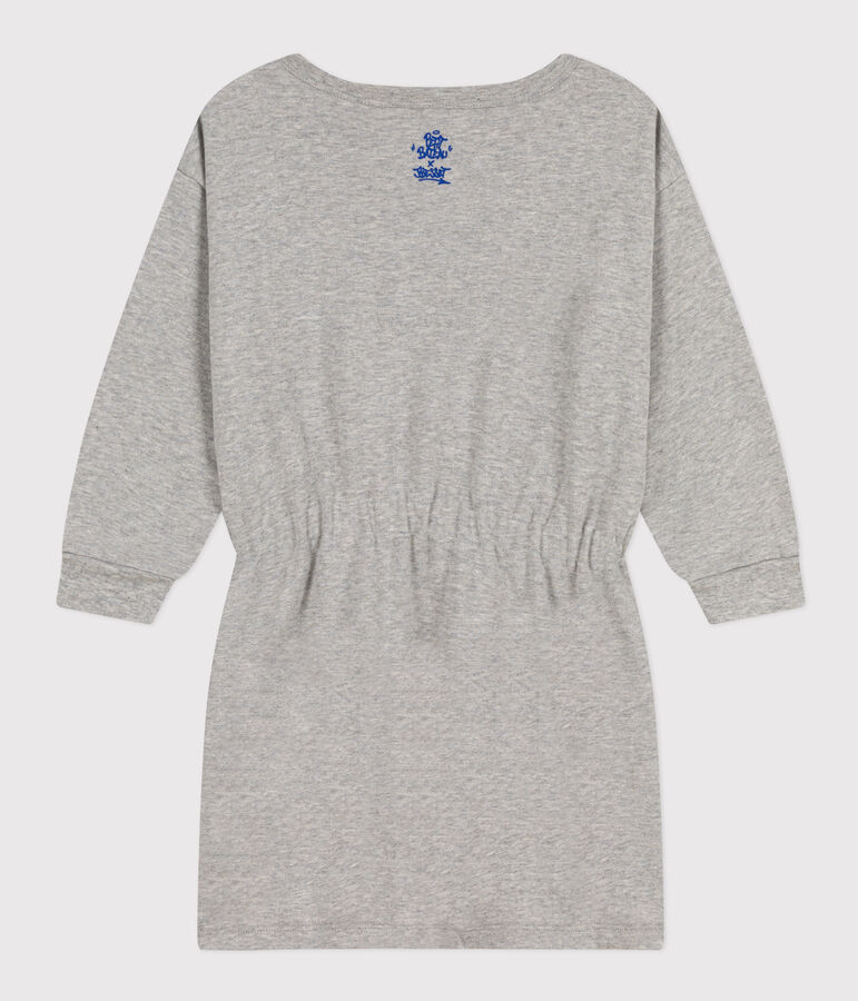 Girls' long-sleeved dress in brushed fleece. grey