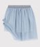 Girls' plain sequinned tulle skirt CO2 blue/ARGENT