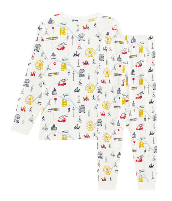 Boys' Ribbed Pyjamas MARSHMALLOW white/MULTICO white