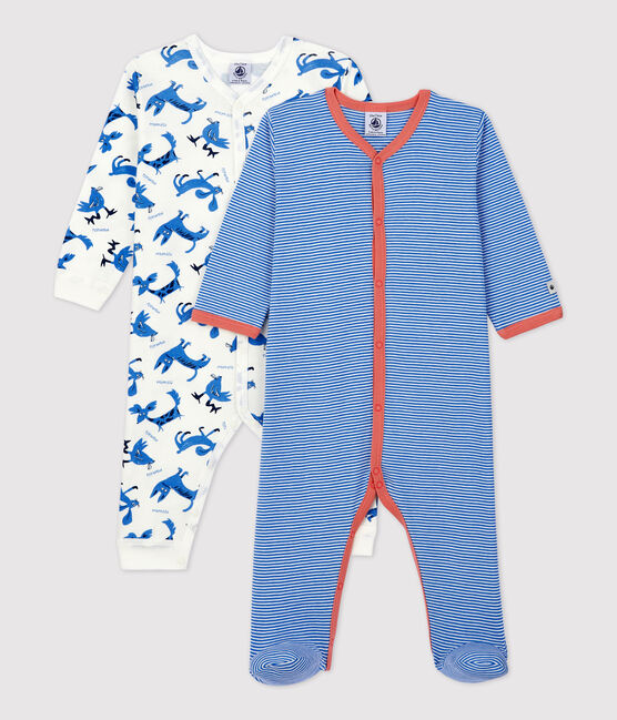 Stripy and Decorative Print Cotton Sleepsuits - 2-Pack variante 1