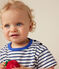 Babies' short-sleeved T-shirt in fine jersey MARSHMALLOW white/MEDIEVAL blue