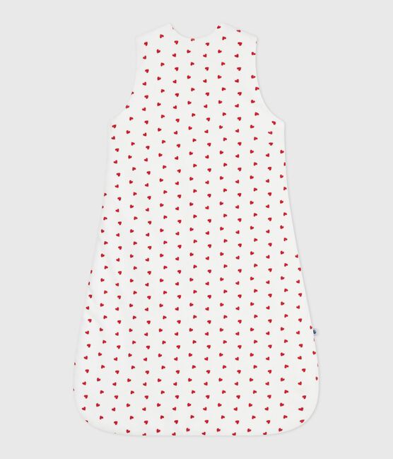Babies' 3 TOG heart-print corduroy sleeping bag MARSHMALLOW white/TERKUIT red