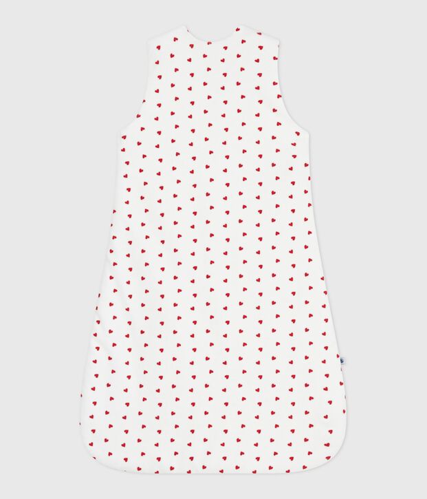 Babies' 3 TOG heart-print corduroy sleeping bag white/red