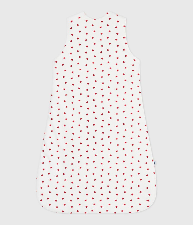 Babies' 3 TOG heart-print corduroy sleeping bag white/red