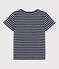 Women's Straight Round-Neck Cotton T-Shirt SMOKING blue/MARSHMALLOW white