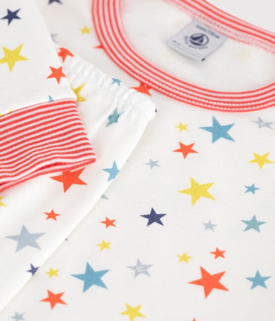 Children's star print cotton pyjamas MARSHMALLOW white/MULTICO white