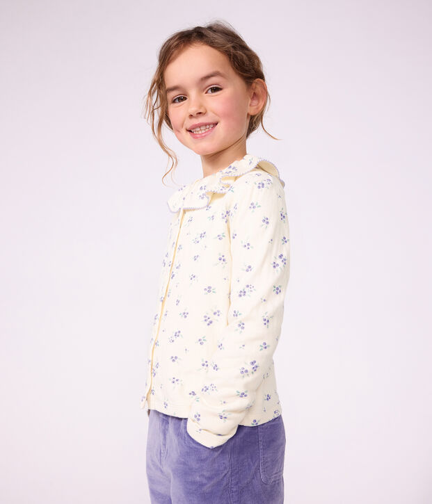 Children's cotton cardigan with flowers Ecru/multicolor