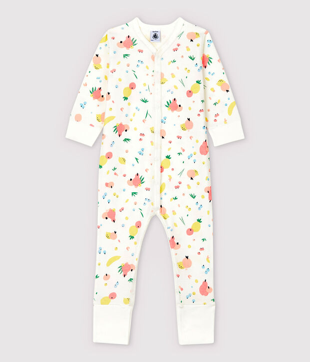 Baby Girls' Cotton Sleepsuit with Detachable Feet white/multicolor