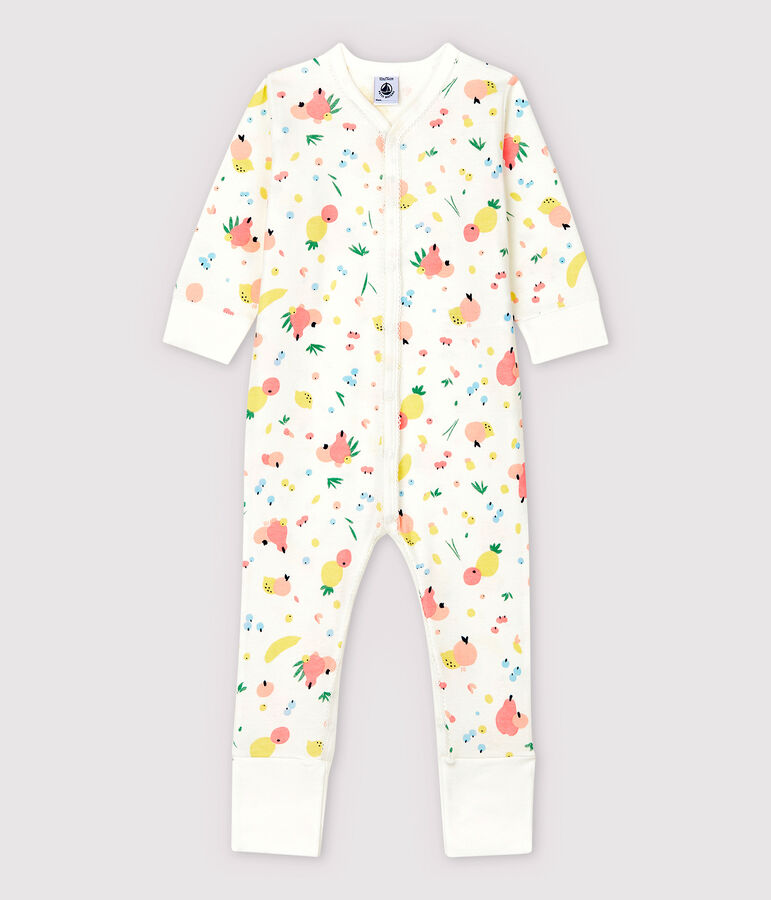 Baby Girls' Cotton Sleepsuit with Detachable Feet white/multicolor