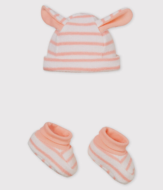 Unisex baby striped bonnet and bootees variante 3