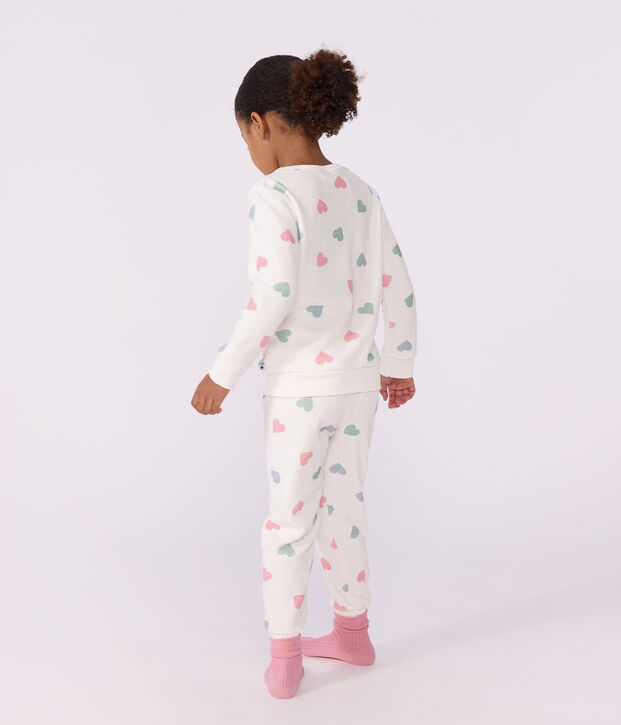 Children's cotton terry pyjamas with hearts Ecru/multicolor