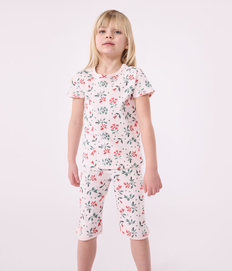 Children's floral print cotton capri pyjamas pink/multicolor