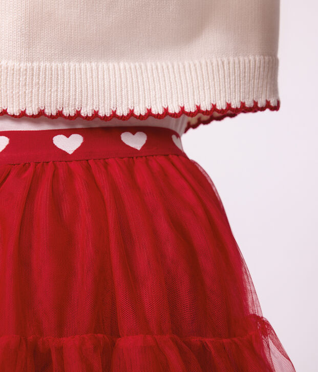 Children's long skirt in plain tulle red