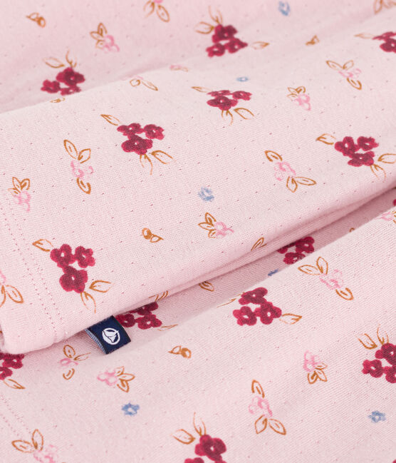 Children's long-sleeved cotton dress JOLI pink/MULTICO white