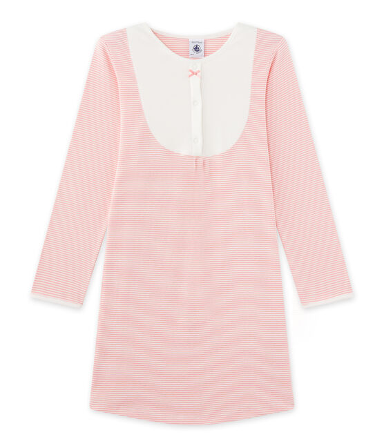 Chemise de nuit fille en milleraies GRETEL pink/LAIT white