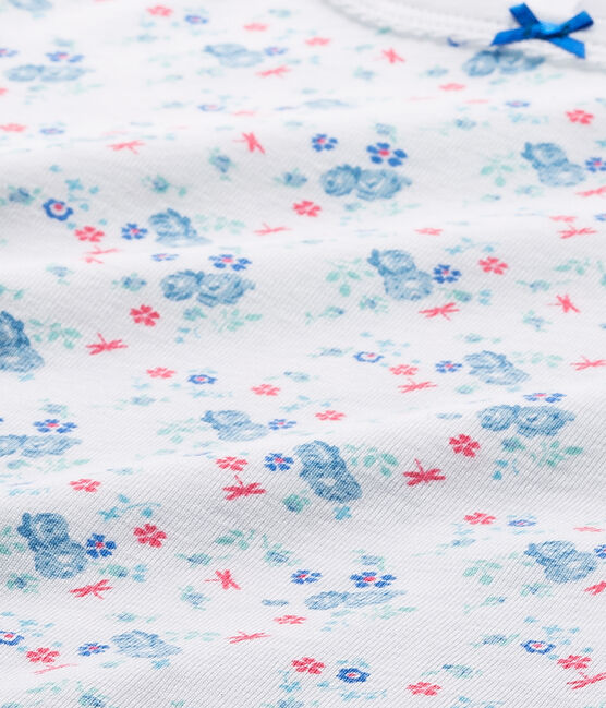 Girl's printed T-shirt ECUME white/BLEU blue/MULTICO