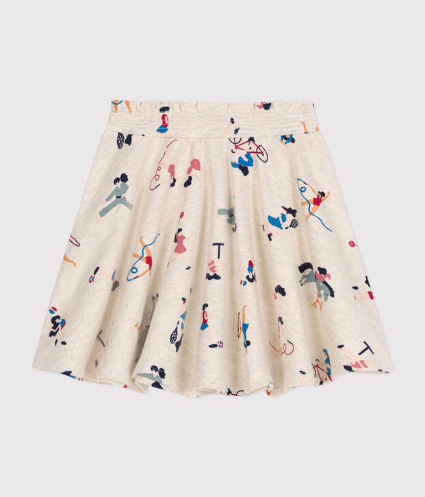 Girls' fleece skirt beige/multicolor