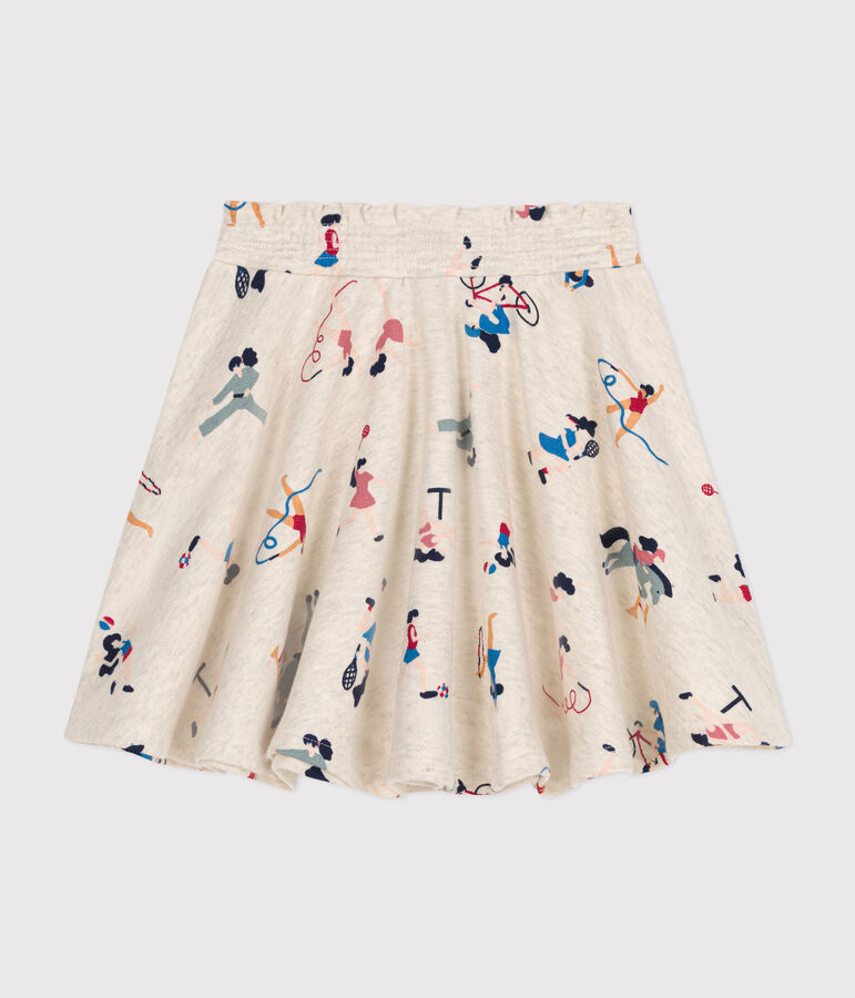 Girls' fleece skirt MONTELIMAR beige/MULTICO white