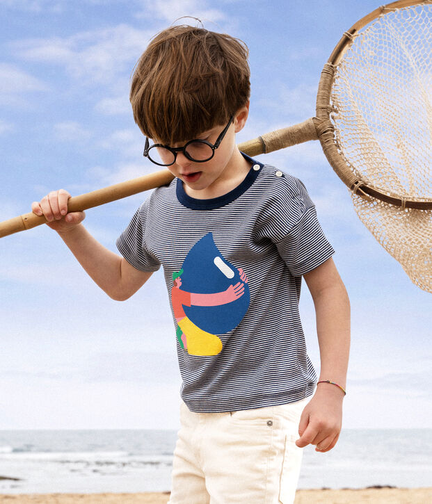 Petit Bateau x Water Family Boys' T-Shirt blue/white