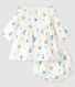 Long-sleeved floral dress with baby girl bloomers in nappy fabric