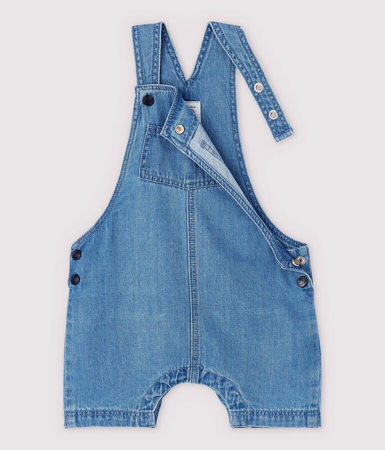 Babies' Light Denim Dungaree Shorts DENIM CLAIR blue