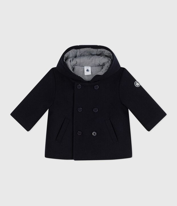 Babies' pea coat in plain woollen broadcloth SMOKING