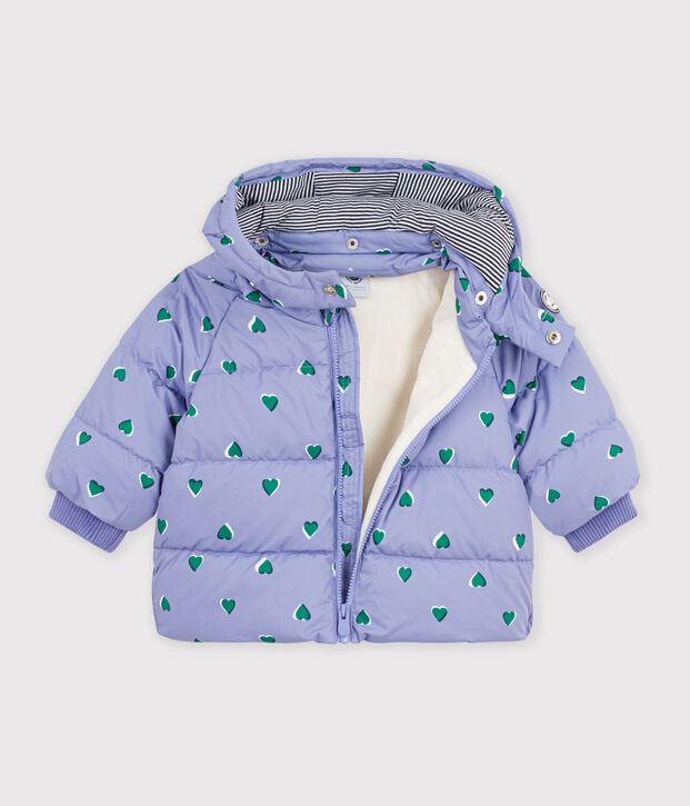 Babies' puffer jacket in animal print polyester purple/multicolor