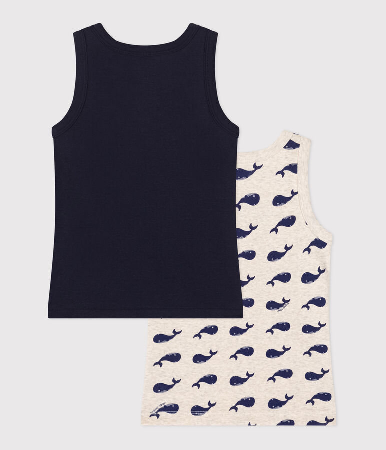 Children's whale-print cotton tank tops - 2-pack multicolor